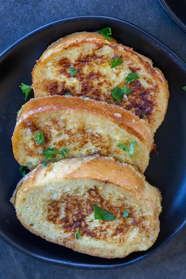 A few slices of savory fresh toast.