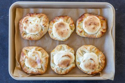 Baked Cheese Danish on a baking sheet.