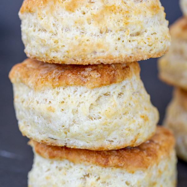 Sourdough Biscuits on top of each other.