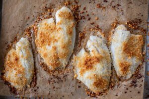 Baked Parmesan Crusted Tilapia.