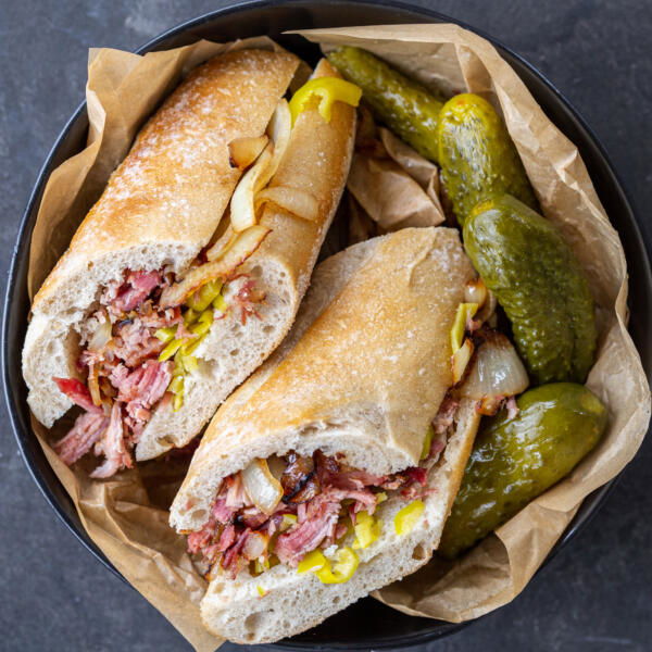 Cuban Pork Sandwich in a serving bowl.