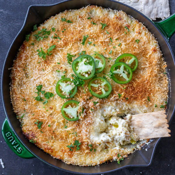 Jalapeno Popper Dip in a pan.
