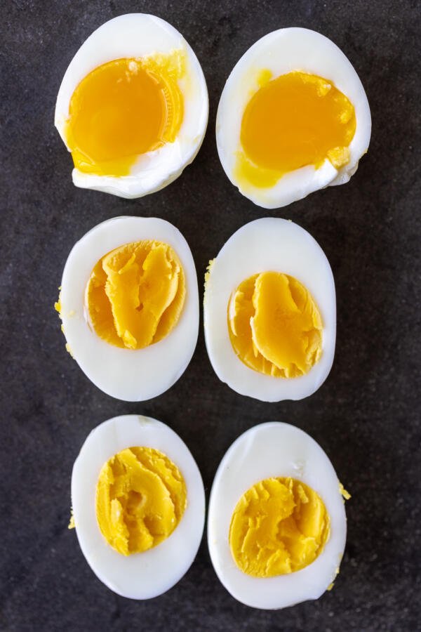 Hard boiled eggs on a serving tray.