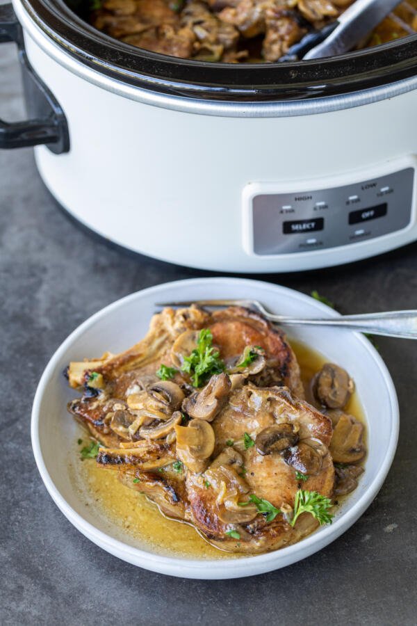 Crock Pot Pork Chops in a plate.