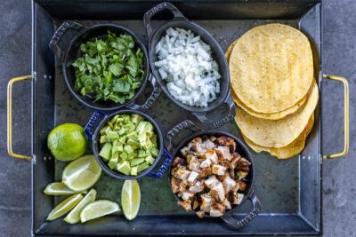 Ingredients for grilled chicken tacos.