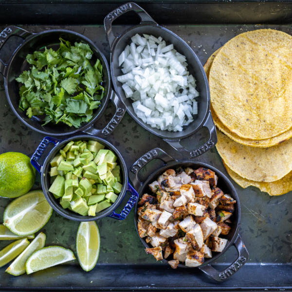 Ingredients for grilled chicken tacos.