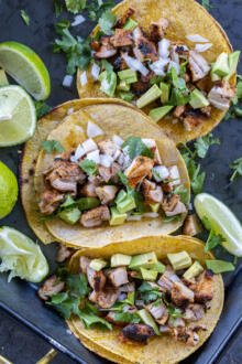 Grilled Chicken Street Tacos with cilantro and lime.