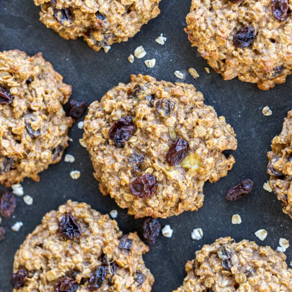 Oatmeal Raisin Cookies on a tray.