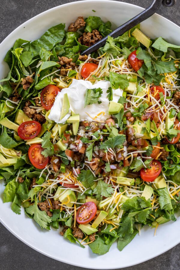 Taco salad in a bowl. 