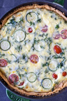 Baked Veggie Quiche in a pan.