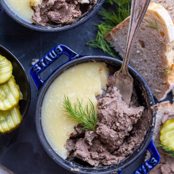 Liver pate with knife inside.