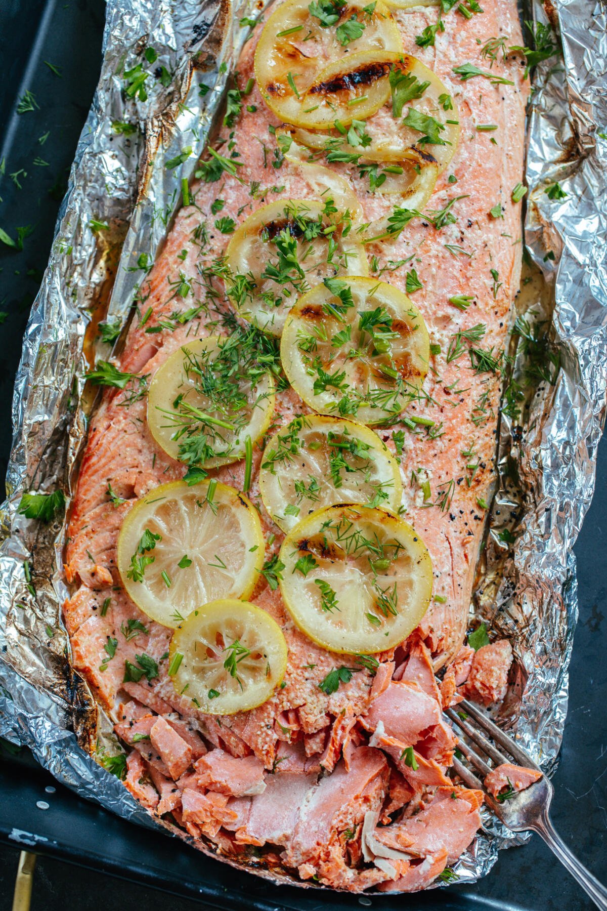 Grilled Salmon in Foil (w/ herby butter!) - Fit Foodie Finds