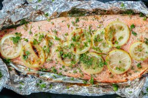 Herbed Grilled Salmon in Foil.