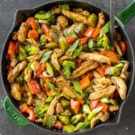 Cooked Hunan Chicken in a pan.