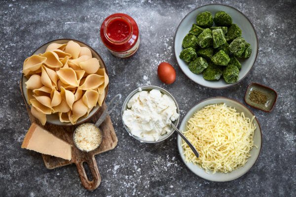 Ingredients for the Spinach Stuffed Shells.