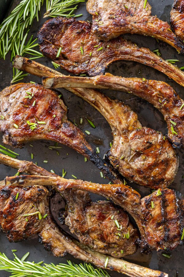 Grilled Lamb Chops on a serving tray. 