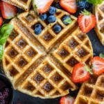 Oatmeal Cottage Cheese Waffles on a serving tray.