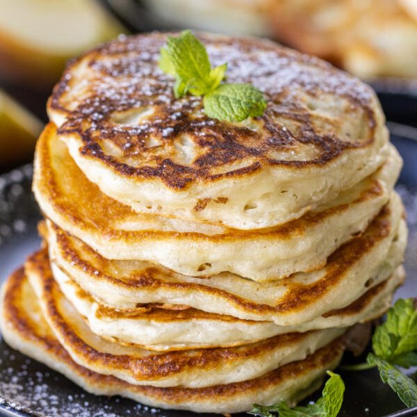 Apple Pancakes with powdered sugar.