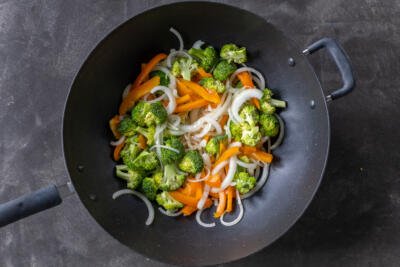 Veggies in a wok.