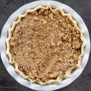 Dutch apple pie with crumble on top.