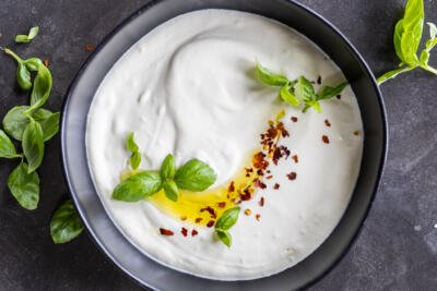 Whipped Feta Dip with herbs and spices.