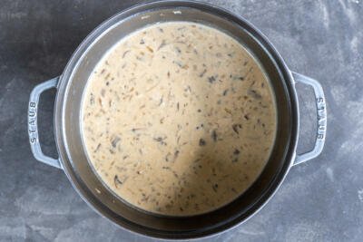 Pot of Cream of Mushroom Soup.
