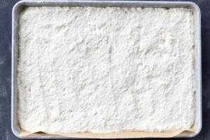 Sheetpan pancake before baking.