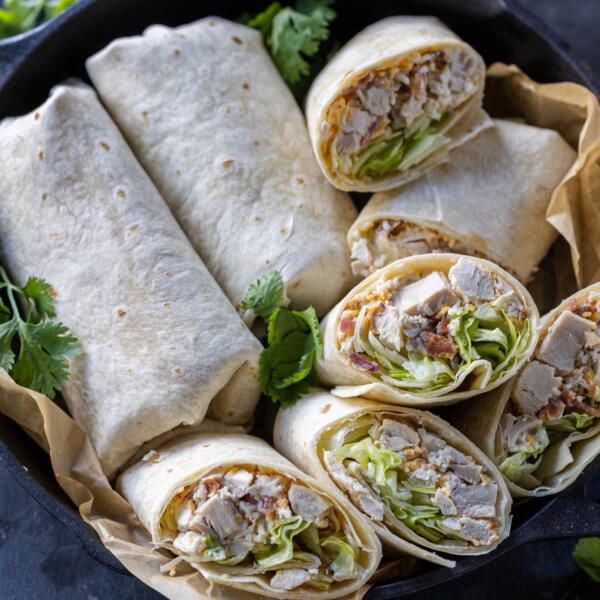 Chicken Ranch Wraps in tray.