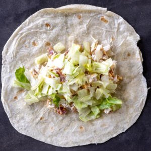 Tortilla with ranch wrap filling.
