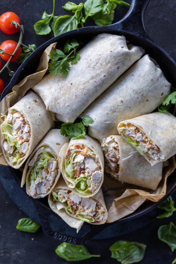 Chicken Ranch Wraps in a tray.