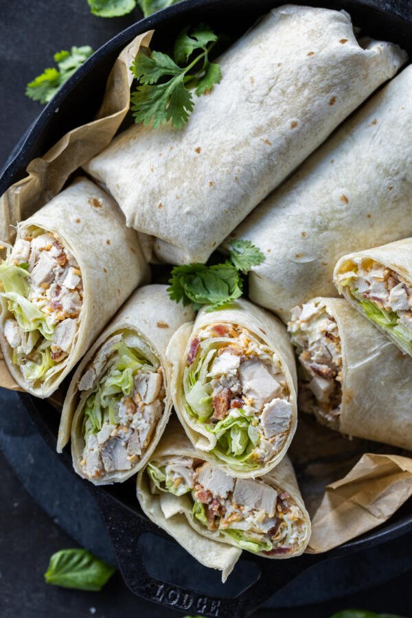 Chicken Ranch Wraps in a serving tray. 