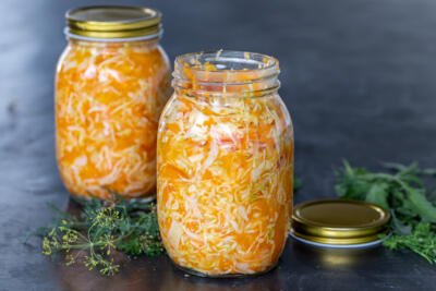Pickled Cabbage in a jar.