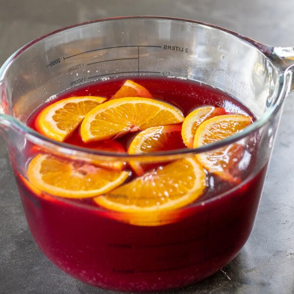 A container with Sparkling Cranberry Punch.