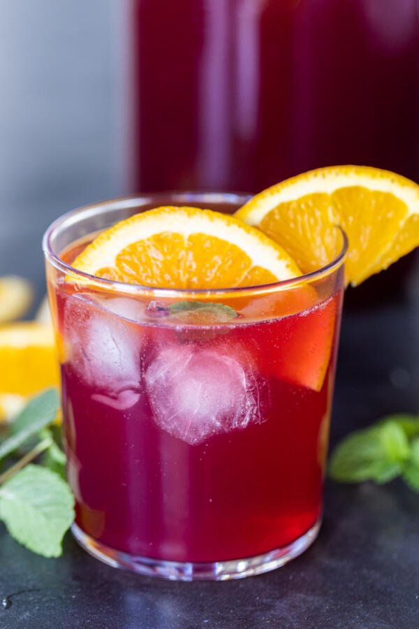 Cup with Sparkling Cranberry Punch. 