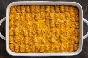 Baked Tater Tot Breakfast Casserole.
