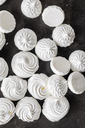 Meringue on a serving counter.