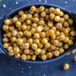 Serving bowl with Air Fryer Chickpeas.