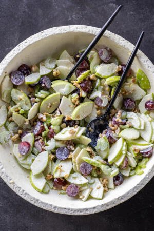 Waldorf Salad in a serving dish.