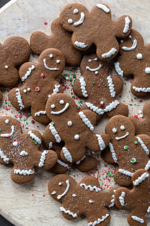 Gingerbread Cookies with sprinkles around.