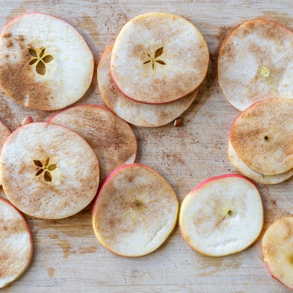 Sliced apples with cinnamon.