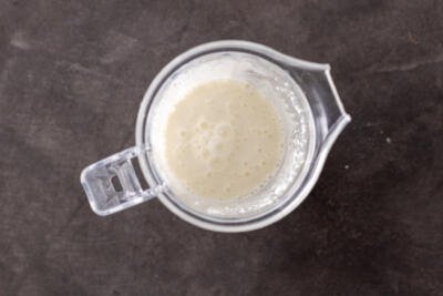Cottage cheese and egg in a blender.