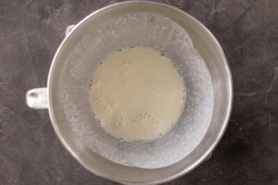 Egg cottage cheese mixture and yeast mixture.