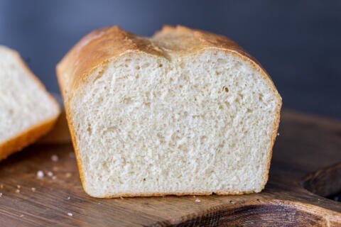 Sliced open Cottage Cheese Bread.