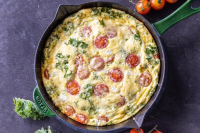 Frittata in a serving pan.