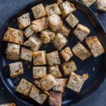 Air Fryer Croutons on a plate.