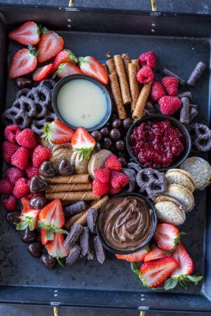 Dessert Charcuterie Board on a tray.