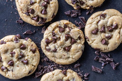 Sourdough Chocolate Chip Cookies with chocolate around.