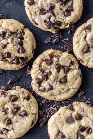 Sourdough Chocolate Chip Cookies on a tray.