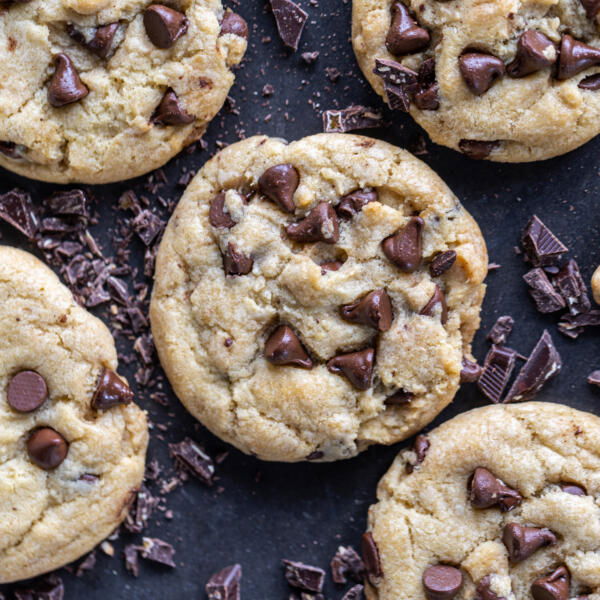 Sourdough Chocolate Chip Cookies with chocolate around.