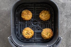 Air Fryer Crab Cakes in a basket.